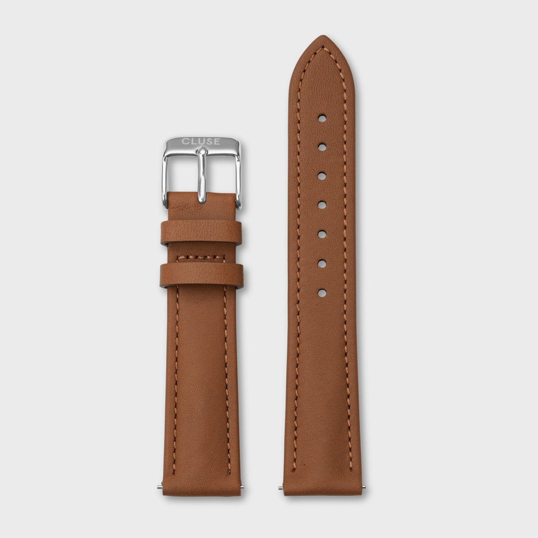 CLUSE Strap 18 mm Leather Caramel, Silver Colour CS12310 - Watch strap
