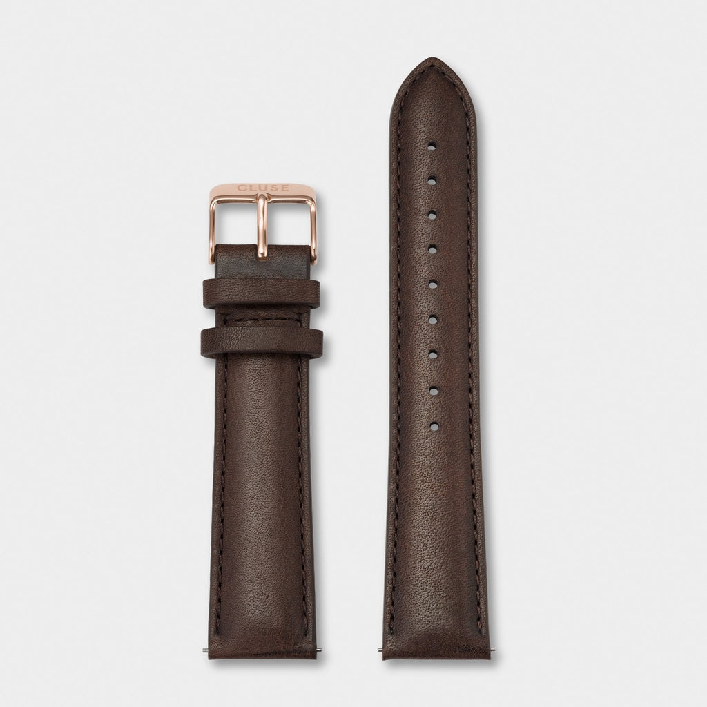 Strap 20 mm Leather, Dark Brown/ Rose Gold CS1408101066 - Official 