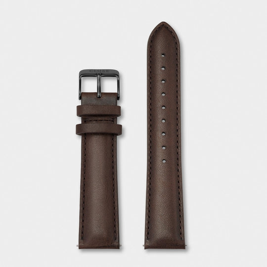 CLUSE Strap 20 mm Leather, Dark Brown/ Black CS1408101067 - strap