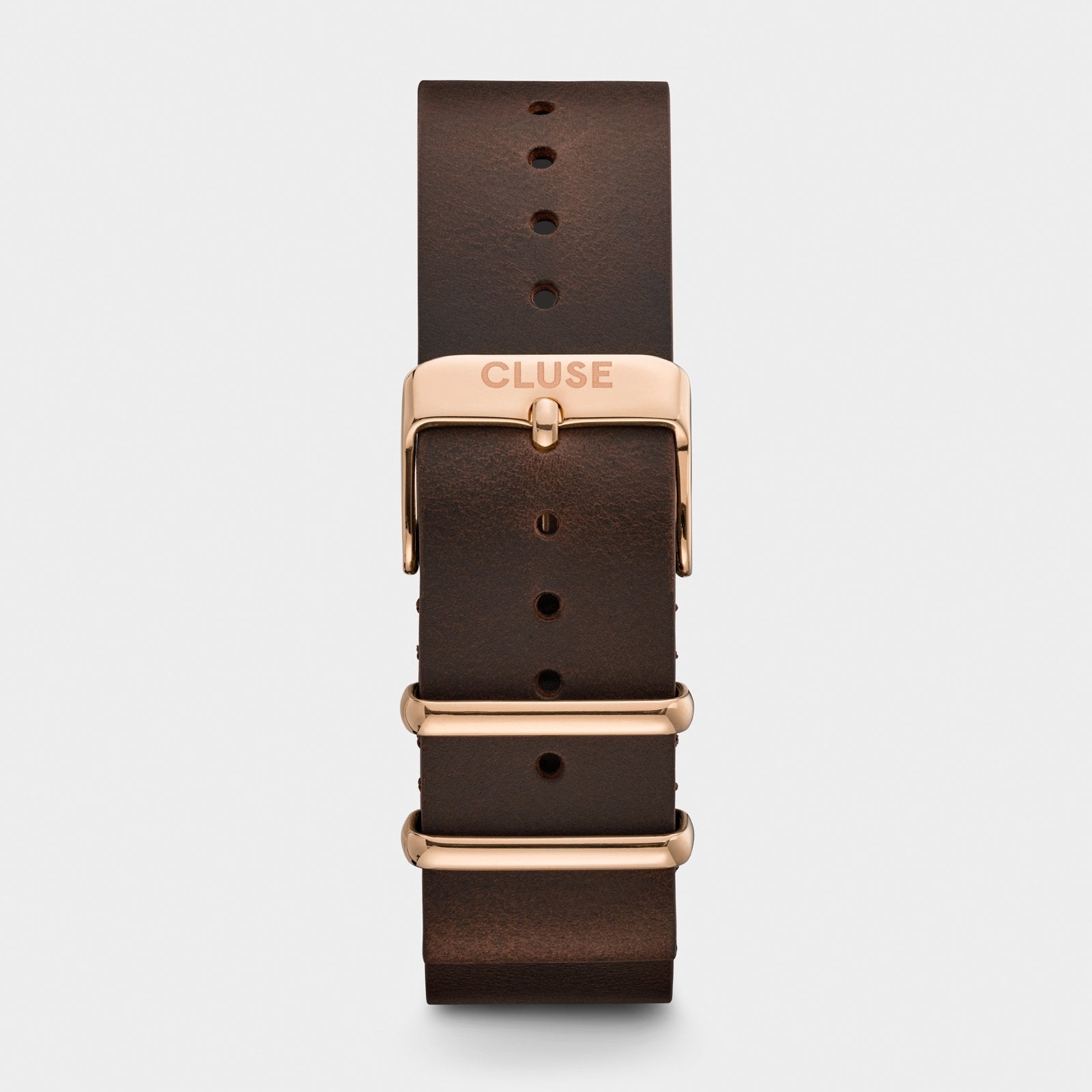 CLUSE Strap 20 mm Nato Leather, Dark Brown/ Rose Gold CS1408101070 - strap