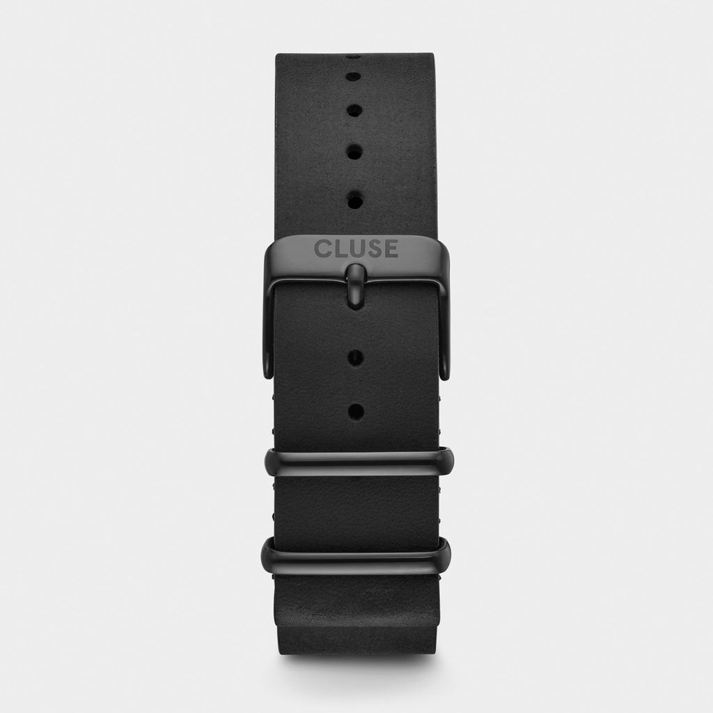 Strap 20 mm Nato Leather Full Black