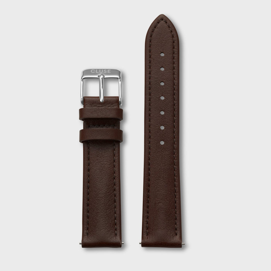 Strap 18 mm Leather Brown, Silver Colour CS1408101094 - Watch strap