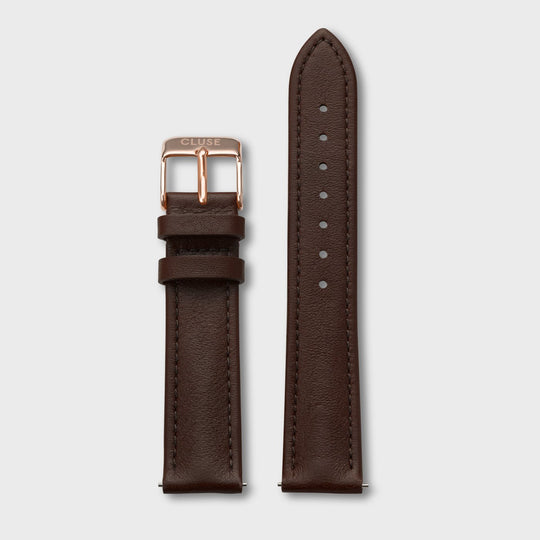 Strap 18 mm Leather Brown, Rose Gold Colour CS1408101095 - Watch strap