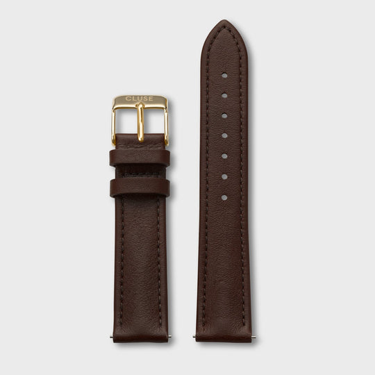 Strap 18 mm Leather Brown, Gold Colour CS1408101096 - Watch strap