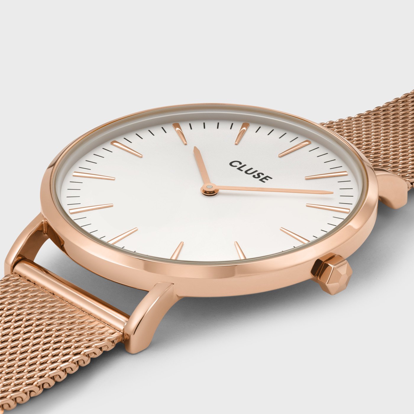 Chrono detail rose gold & silver mesh watch hotsell