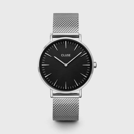 Giftbox Boho Chic Mesh & Leather Strap, Silver Colour CG10118 - Watch