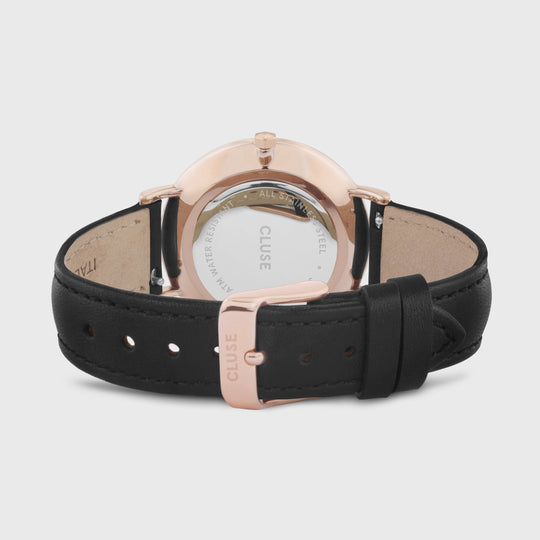 CLUSE Boho Chic Leather Rose Gold Black/Black CW0101201011 - Watch clasp and back