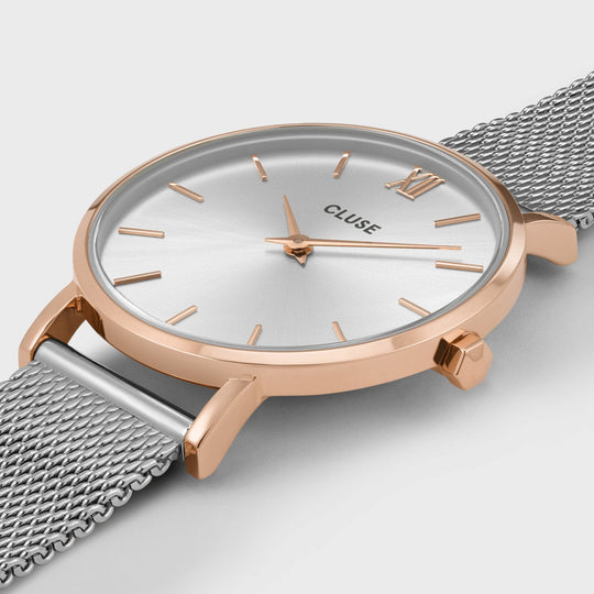 CLUSE Minuit Mesh, Rose Gold, Silver/Silver CW0101203004 - Watch case detail