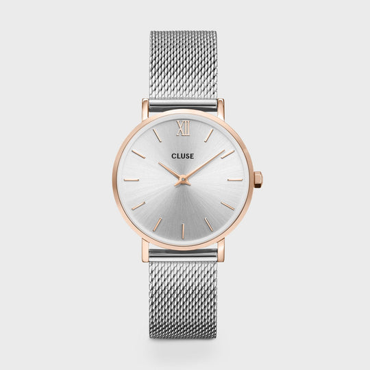 CLUSE Minuit Mesh, Rose Gold, Silver/Silver CW0101203004 - Watch