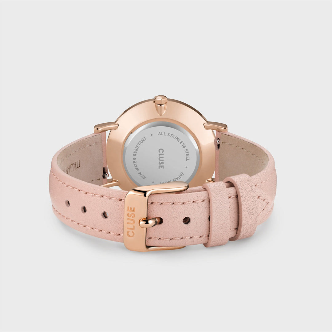 CLUSE Minuit Leather Rose Gold White/Pink CW0101203006 - Watch clasp and back