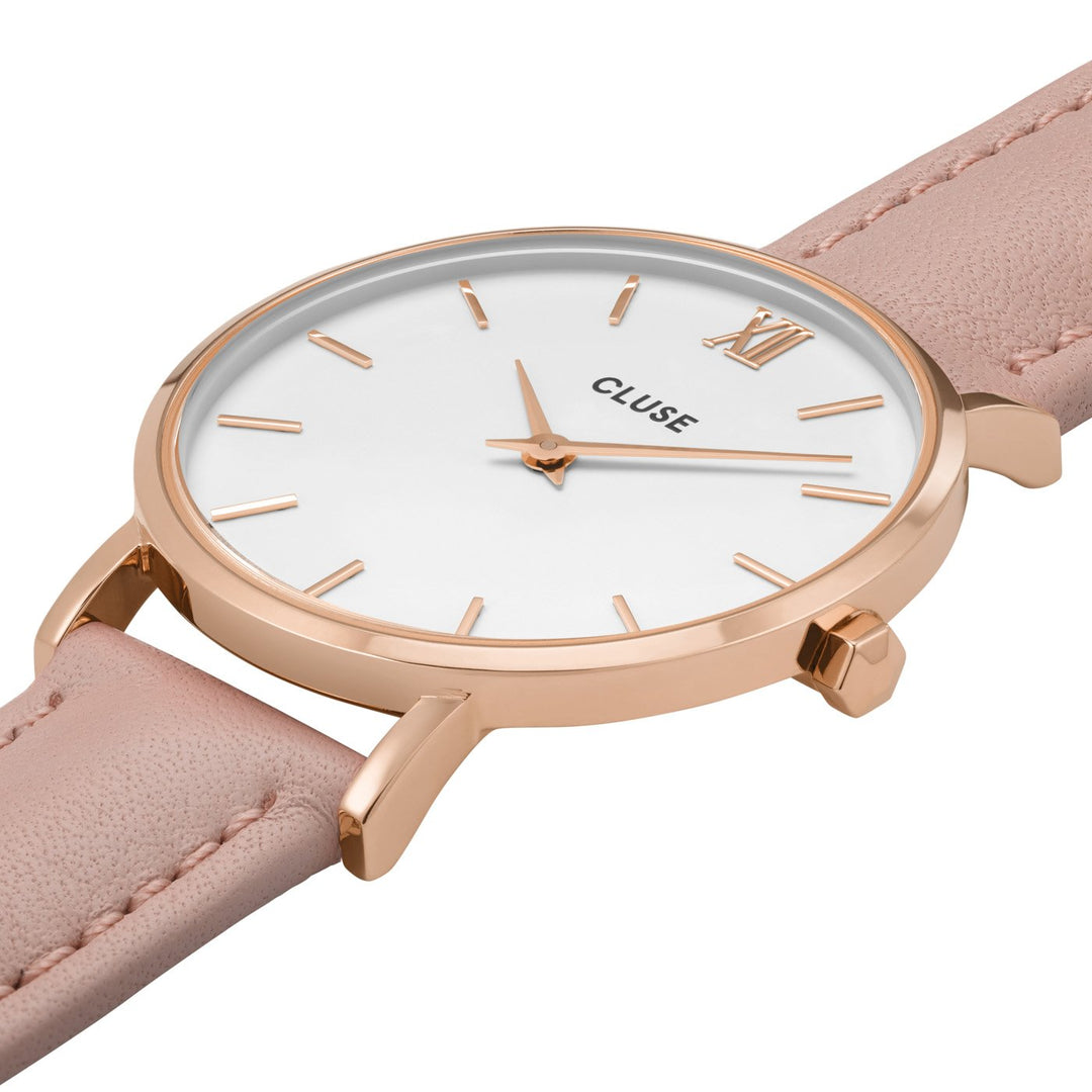 CLUSE Minuit Leather Rose Gold White/Pink CW0101203006 - Watch case detail
