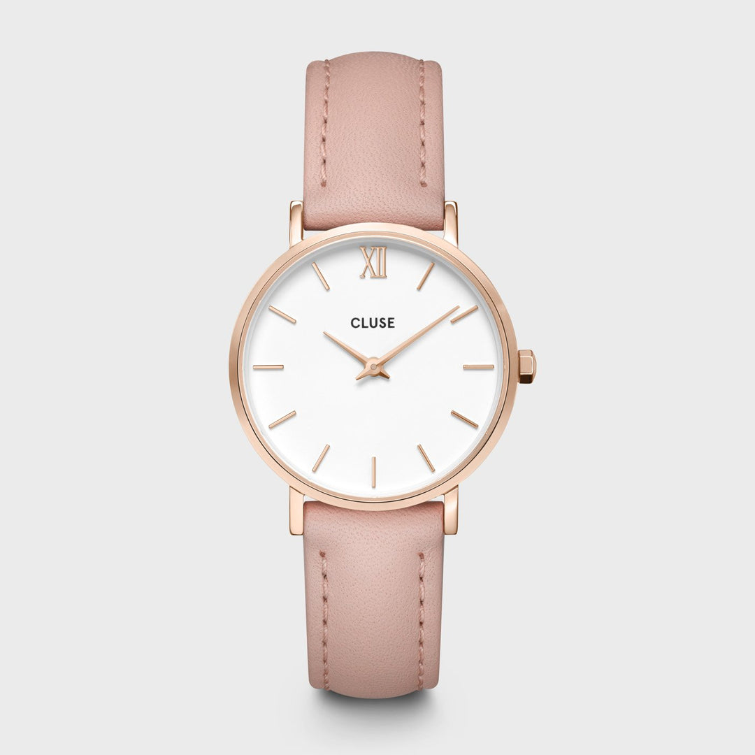 CLUSE Minuit Leather Rose Gold White/Pink CW0101203006 - Watch