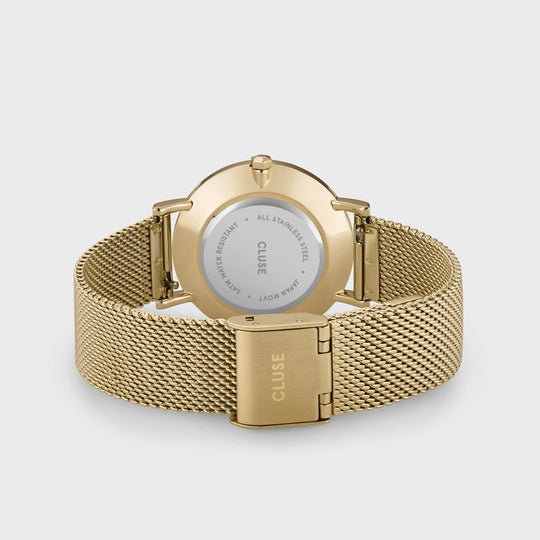 CLUSE Minuit Mesh Green/Gold CW10206 - Watch clasp and back.