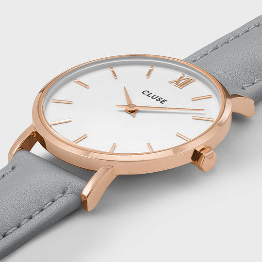 CLUSE Minuit Rose Gold White/Grey CW0101203010 - watch face detail