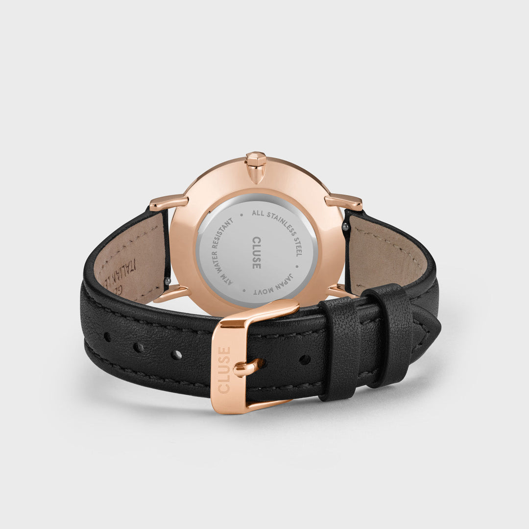 CLUSE Minuit Leather Rose Gold Black/Black CW0101203013 - Watch clasp and back