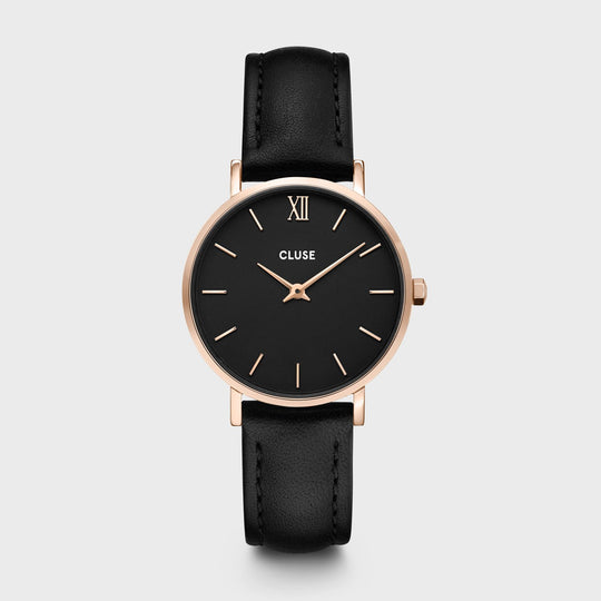 CLUSE Minuit Leather Rose Gold Black/Black CW0101203013 - Watch