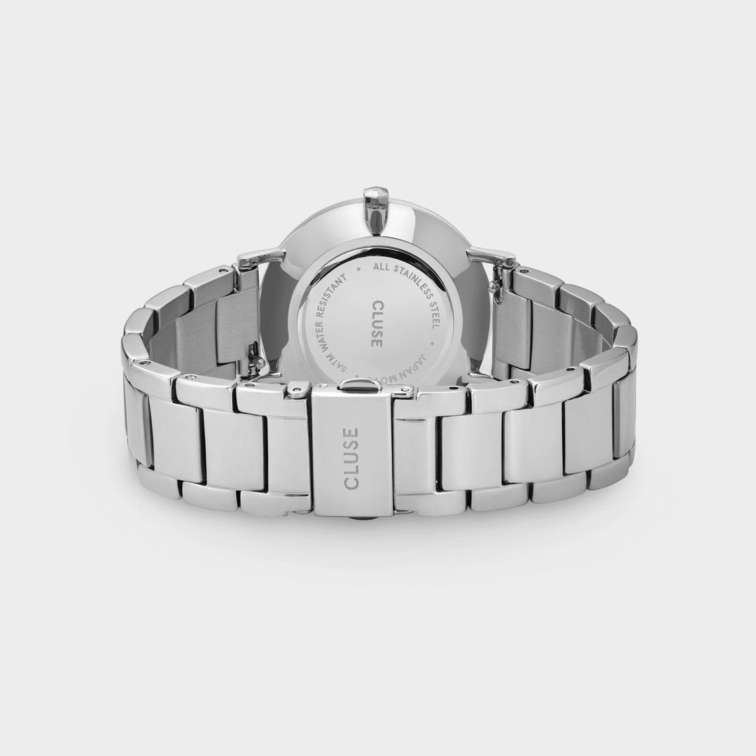 CLUSE Minuit 3-Link Silver White/Silver - Watch clasp and back