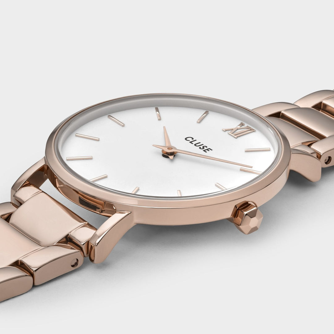 CLUSE Minuit 3-Link Rose Gold White/Rose Gold - Watch case detail