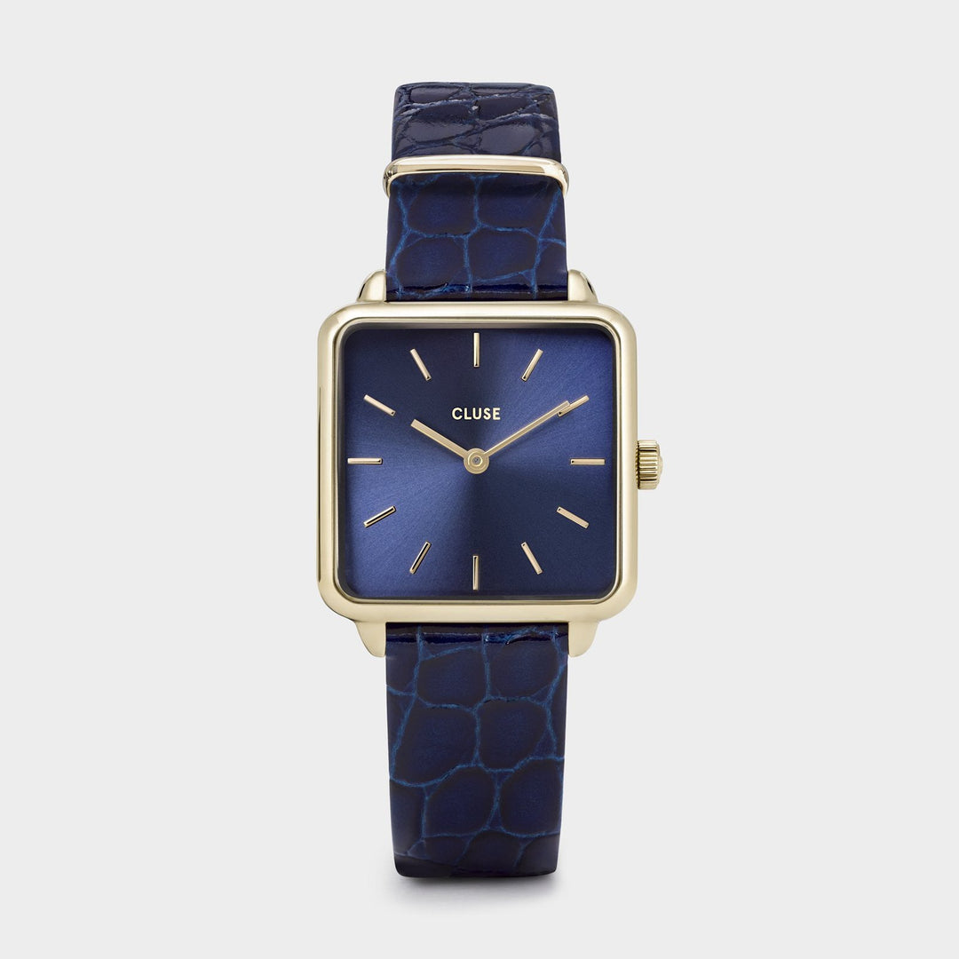 CLUSE La Tétragone Leather Gold Blue/Blue Alligator - Watch