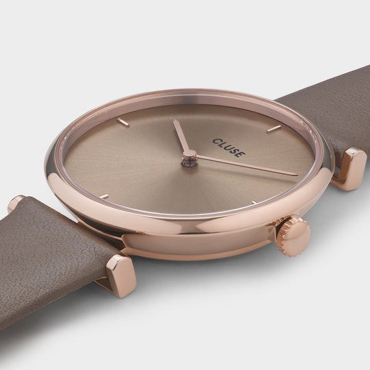 CLUSE Triomphe Leather Rose Gold Soft Taupe/Soft Taupe - Watch case detail