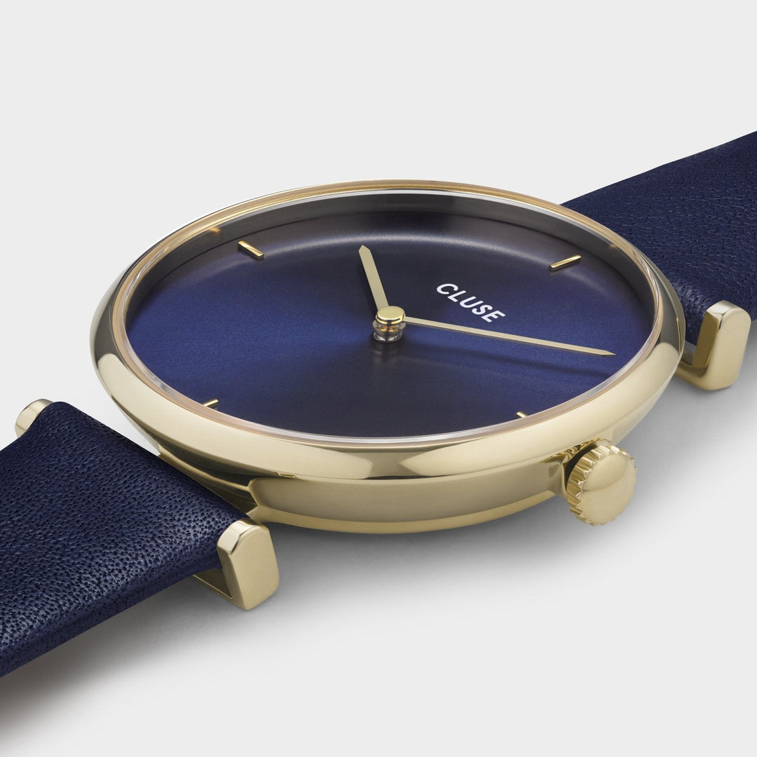 CLUSE Triomphe Leather Gold Blue/Blue - Watch case detail