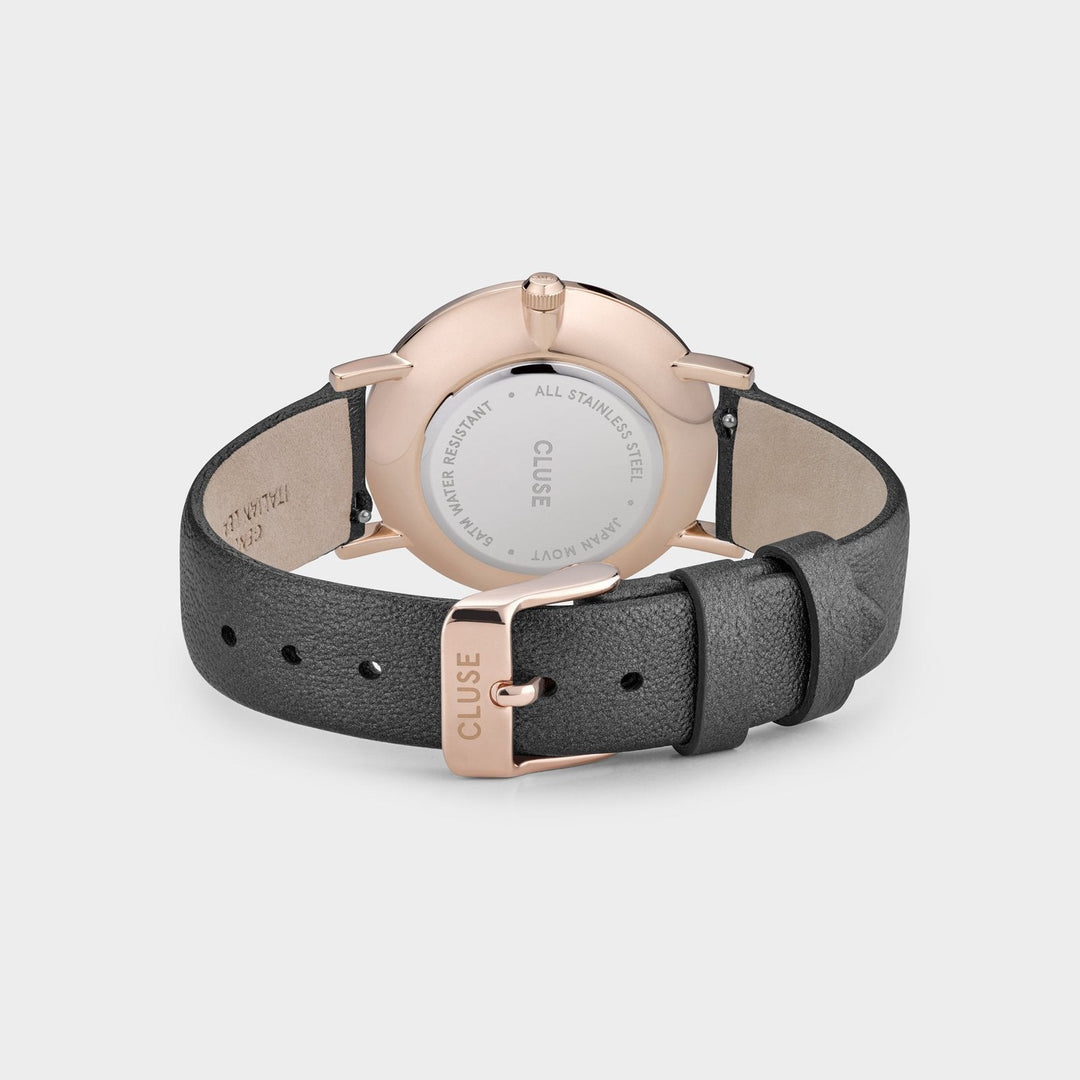 CLUSE Le Couronnement Leather Rose Gold Dark Grey/Dark Grey - Watch clasp and back