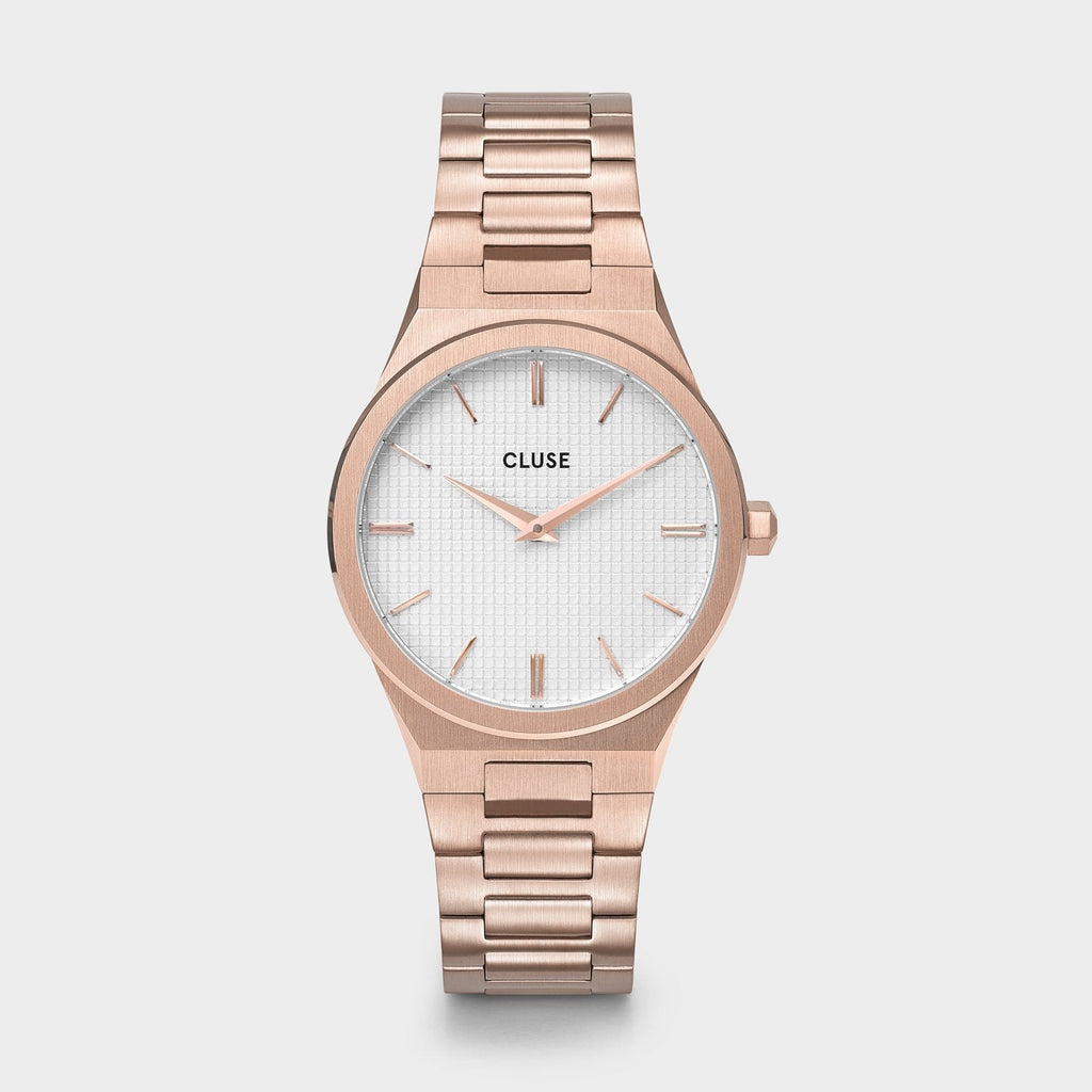 Vigoureux Watch Steel, White, Rose Gold Colour