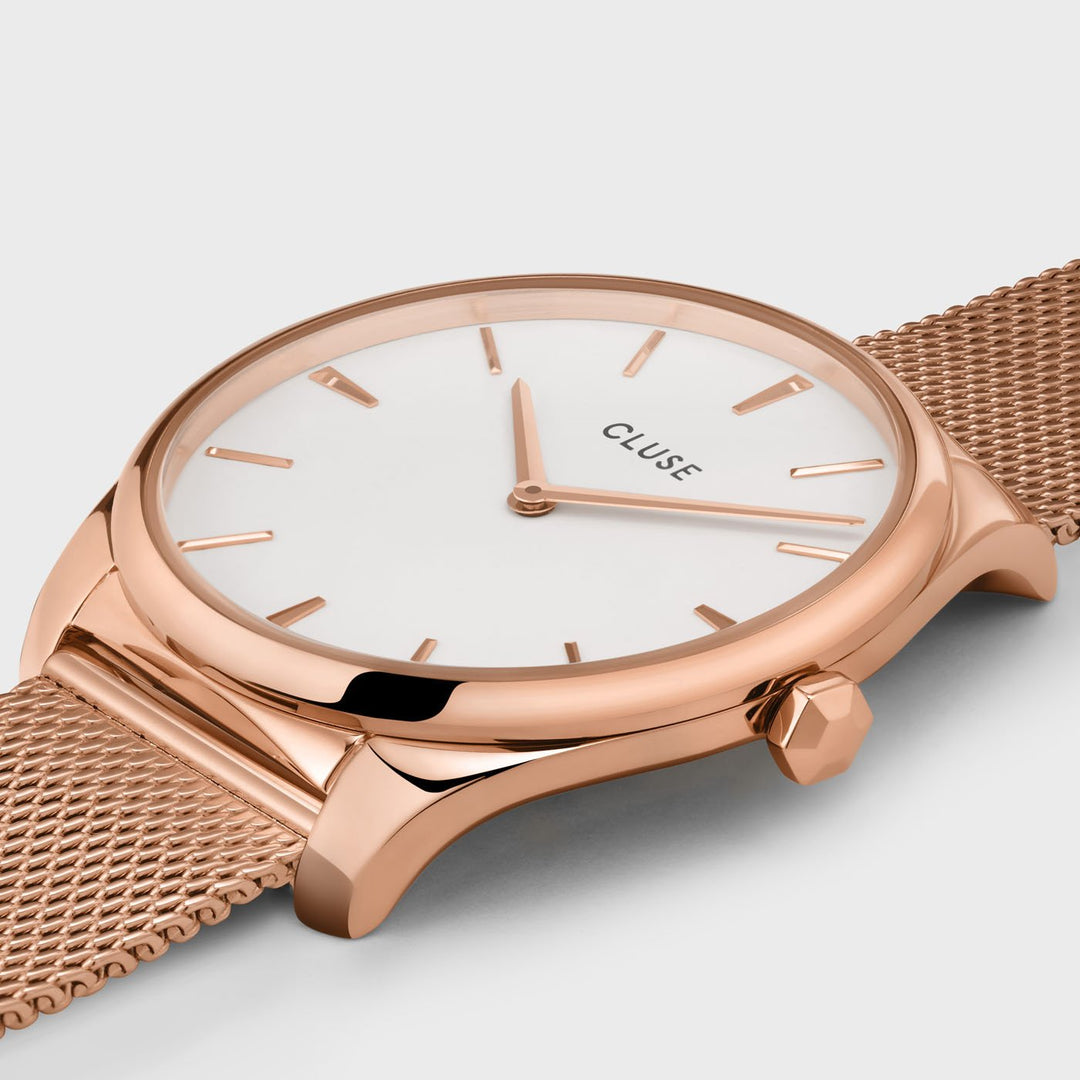 CLUSE Féroce Mesh, Rose Gold, White CW0101212002 - Watch case detail