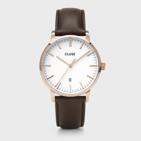 CLUSE Aravis leather rose gold white/dark brown CW0101501002 - Watch