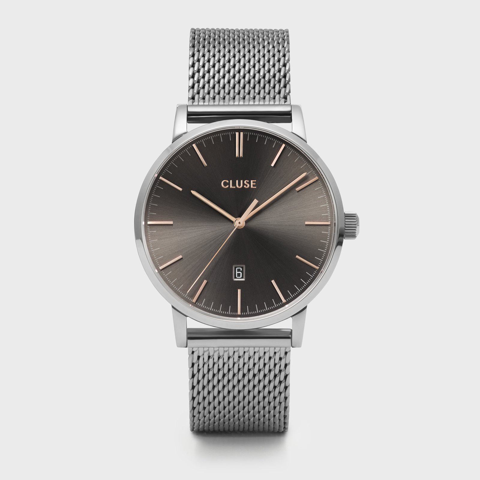 Mens silver outlet mesh watch