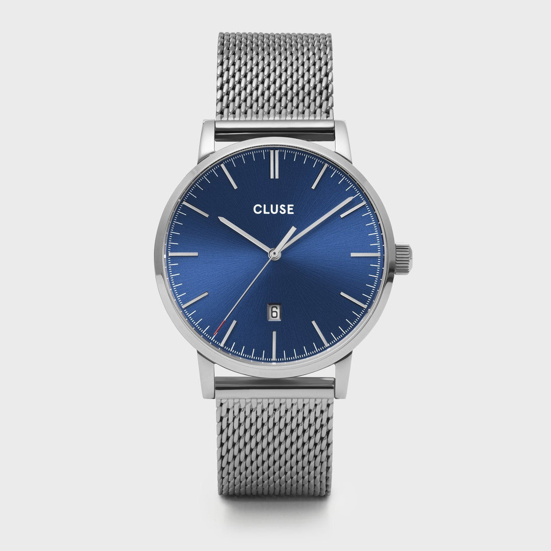 CLUSE Aravis mesh silver dark blue/silver CW0101501004 - Watch