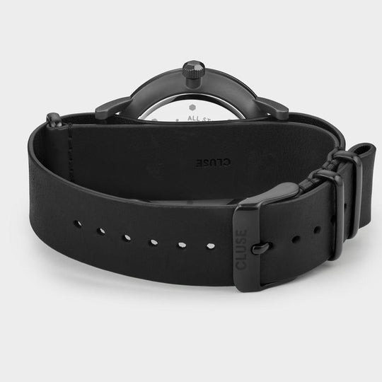 CLUSE Aravis nato leather black, black/black CW0101501010 - Watch clasp and back