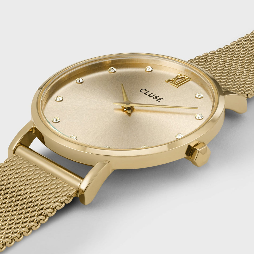 Minuit Mesh Crystals, Full Gold Colour CW10204 - Watch case detail