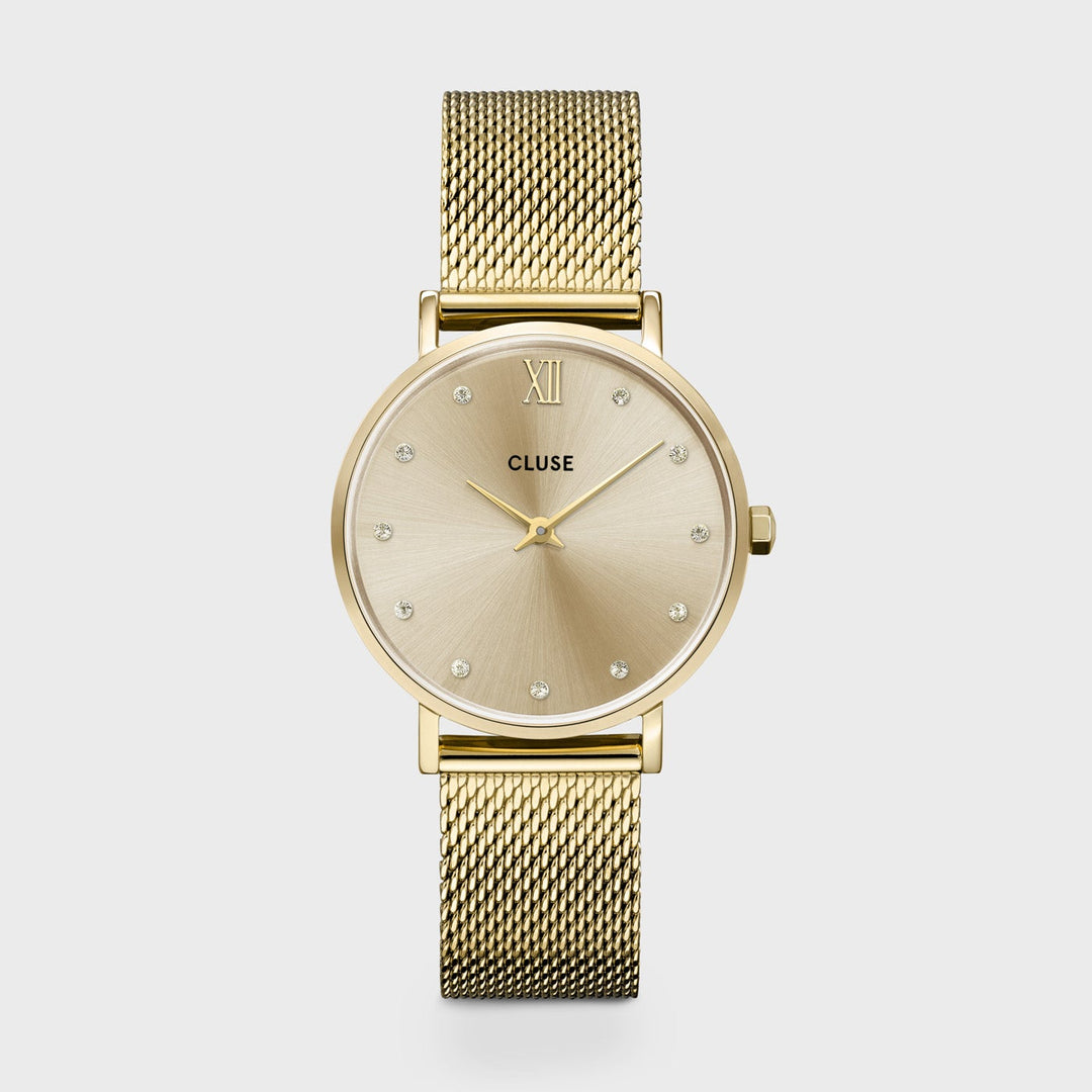 Minuit Mesh Crystals, Full Gold Colour CW10204 - Watch