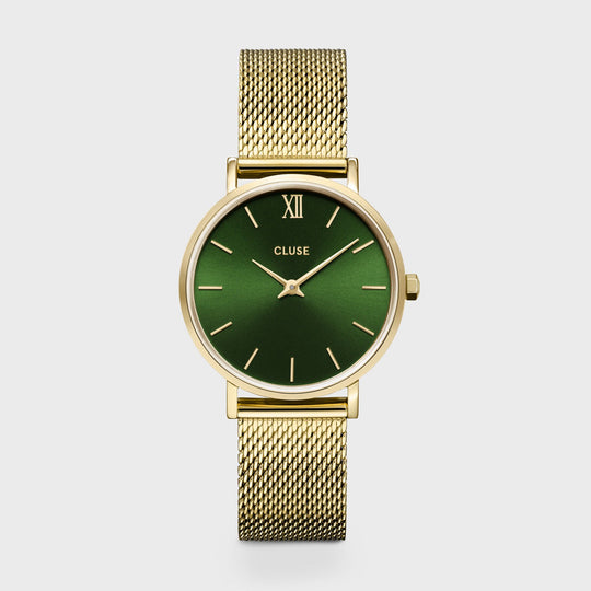 CLUSE Minuit Mesh Green/Gold CW10206 - Watch.