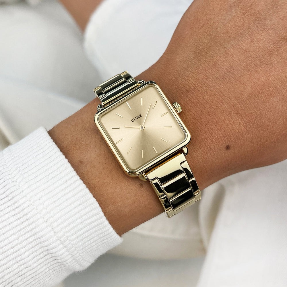 CLUSE La Tétragone Steel, Full Gold Colour CW10305 - Watch on wrist