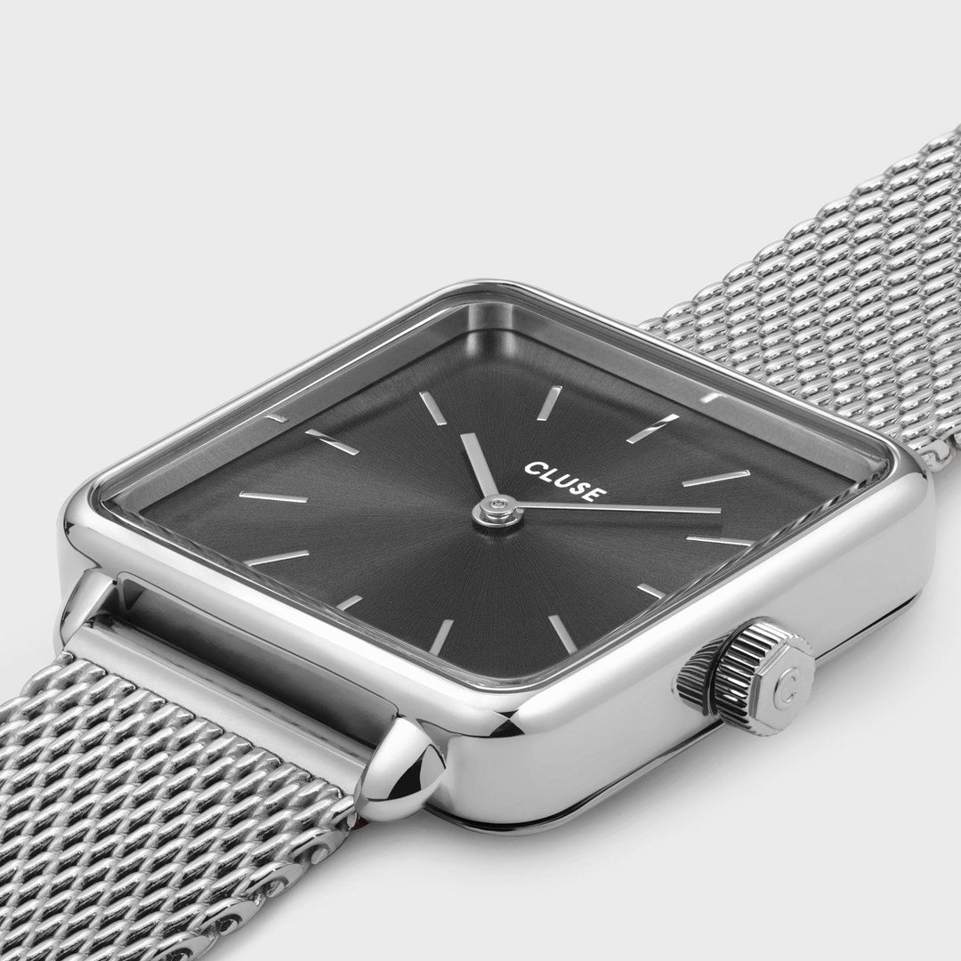 CLUSE La Tétragone Mesh Dark Grey, Silver Colour CW10307 - Watch on wrist