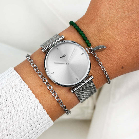 Triomphe Mesh Full Silver Colour CW10402 - Watch on wrist