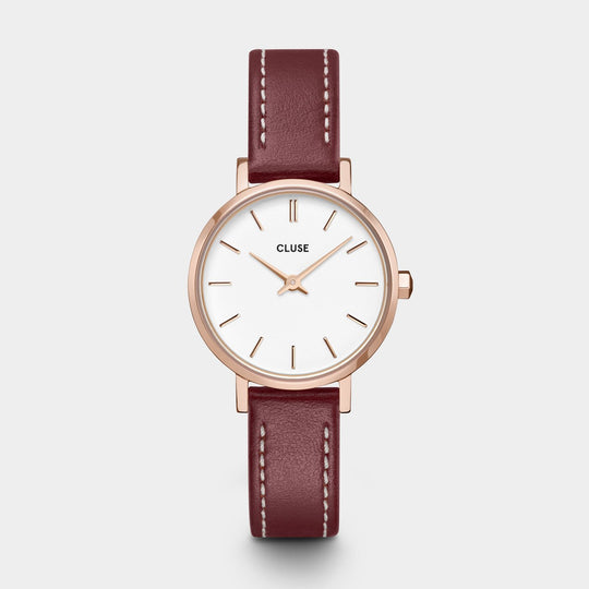 CLUSE Boho Chic Petite Leather, Dark Red, Rose Gold Colour CW10504 - Watch