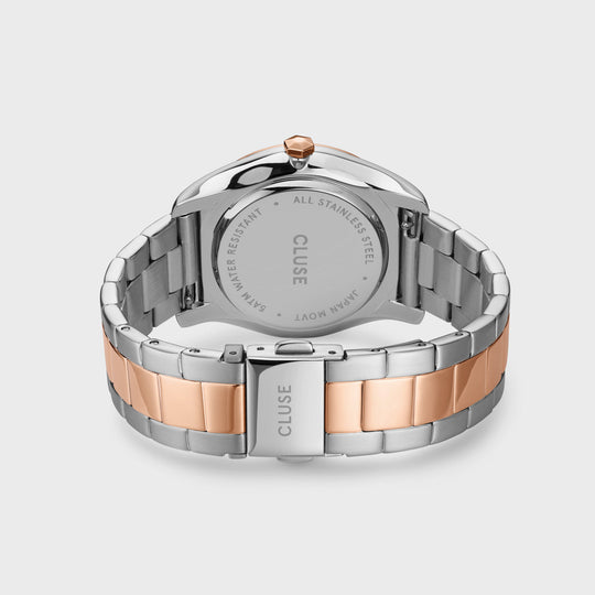 CLUSE Féroce Steel White, Rose Gold/Silver Colour CW11104 - Watch clasp and back.