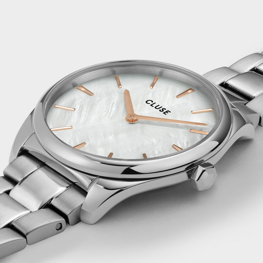 Féroce Petite Steel, White Pearl, Silver Colour CW11211 - Watch case detail
