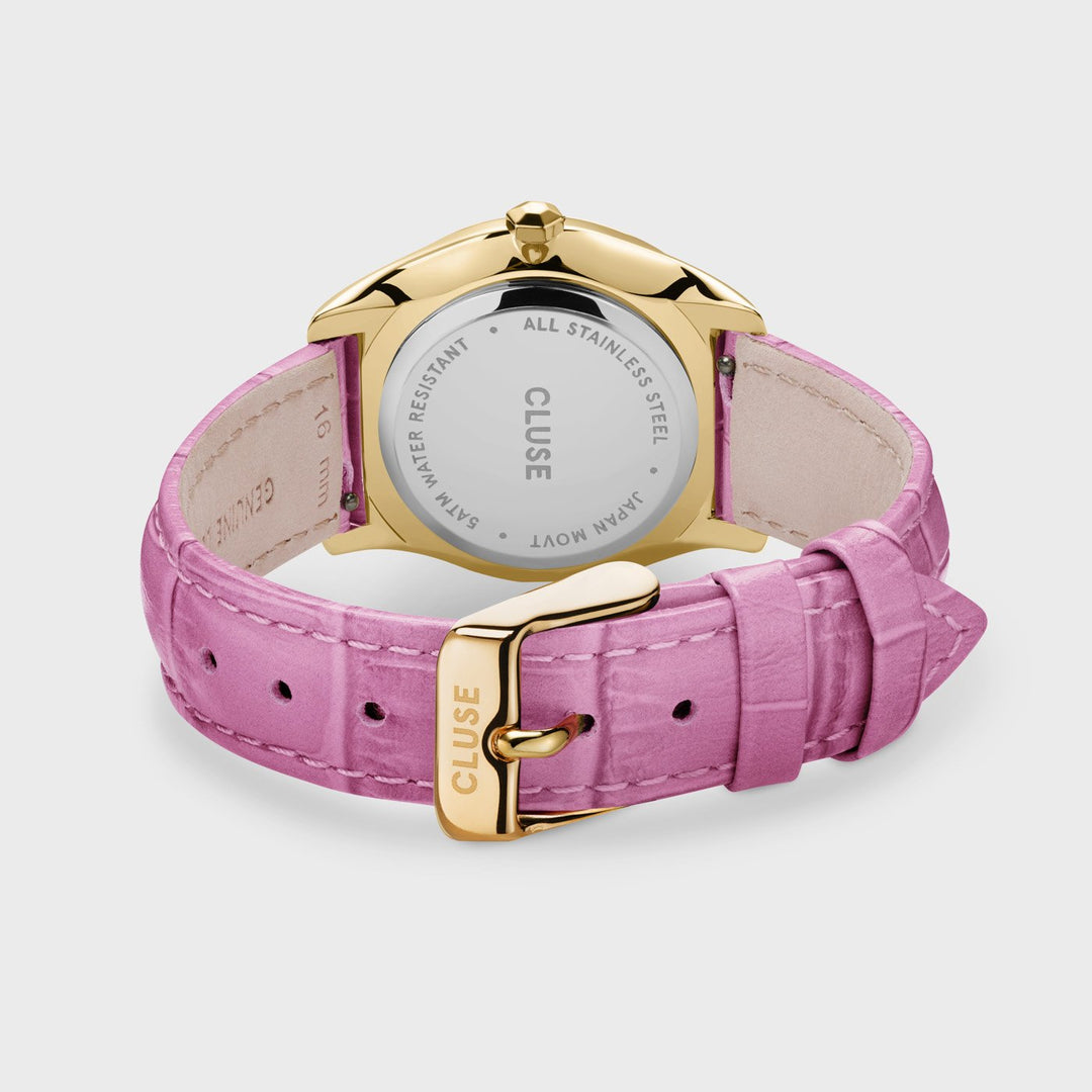 Féroce Petite Leather Croco Pink, Gold Colour CW11213 - Watch clasp and back