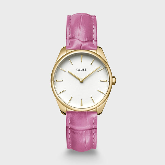 Féroce Petite Leather Croco Pink, Gold Colour CW11213 - Watch