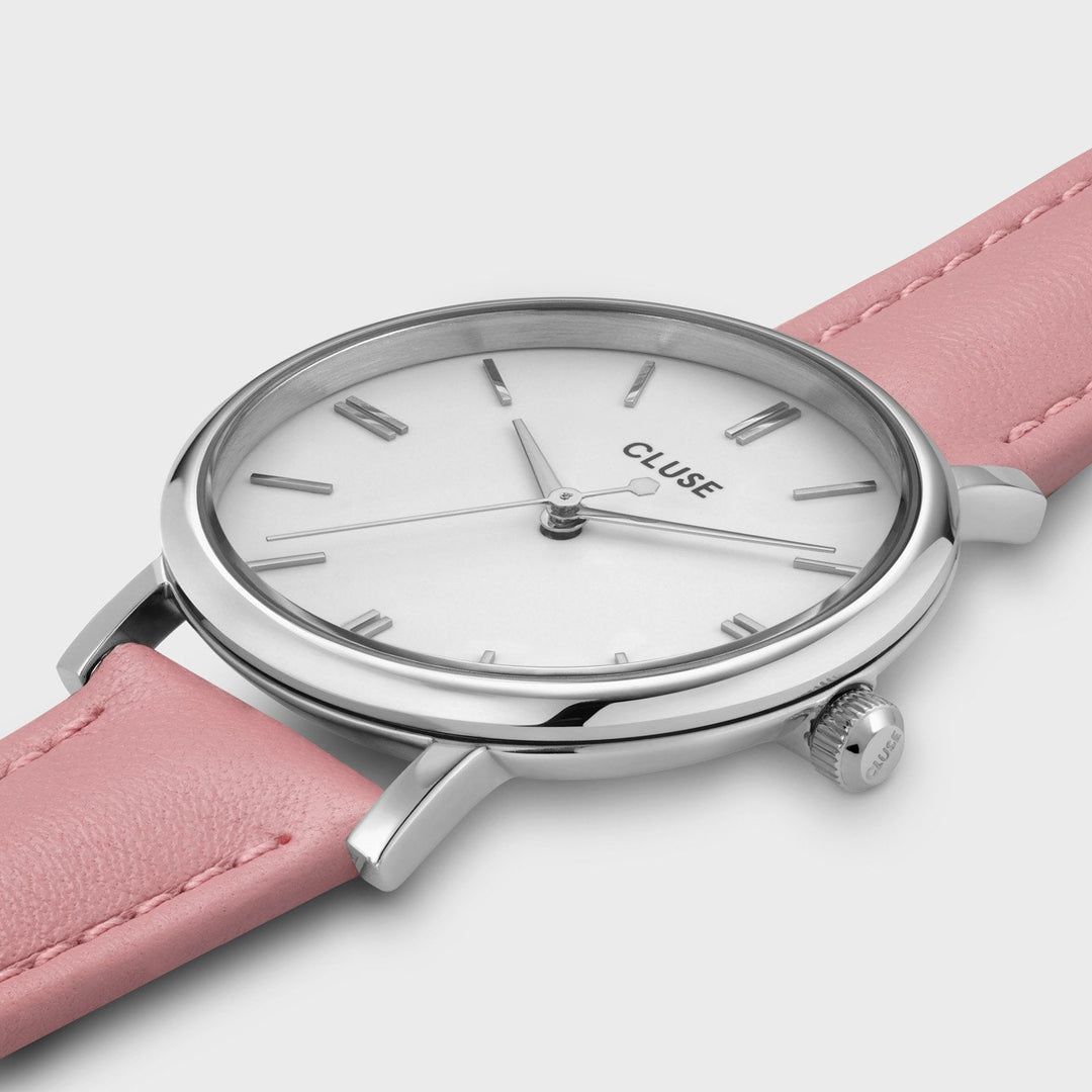 CLUSE Pavane Petite Leather Pink, Silver Colour CW11404 - Watch case detail