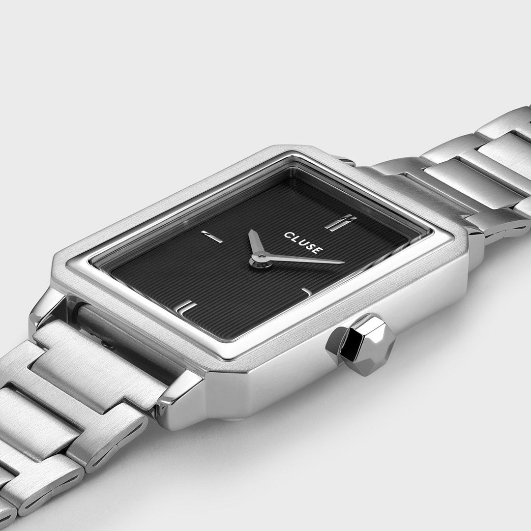 CLUSE Fluette Steel Black, Silver Colour CW11501 - watch case detail