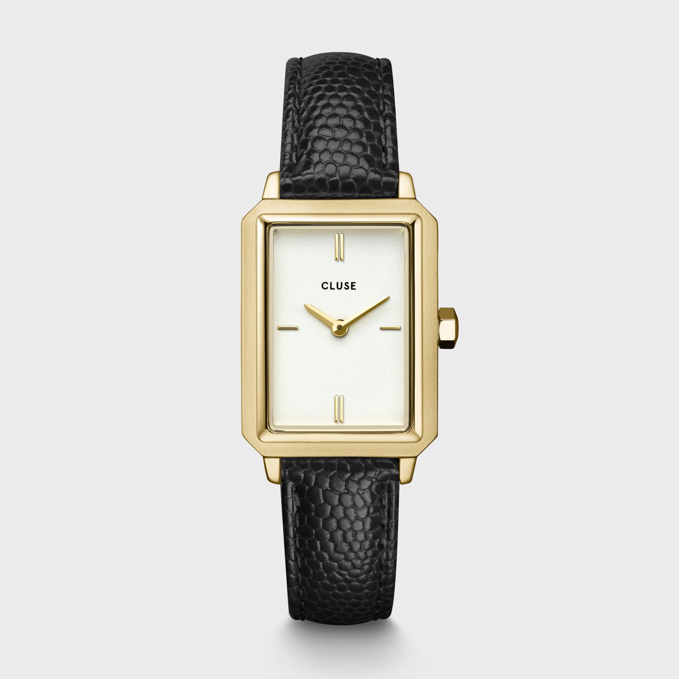 Fluette Leather Black Lizard, Gold Colour CW11504 - Watch