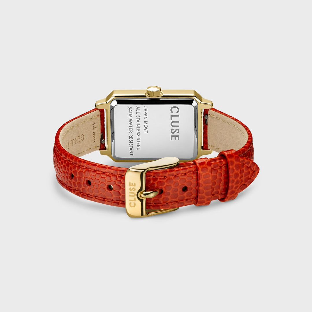 Fluette Leather Coral Lizard, Gold Colour CW11505 - Watch clasp and back