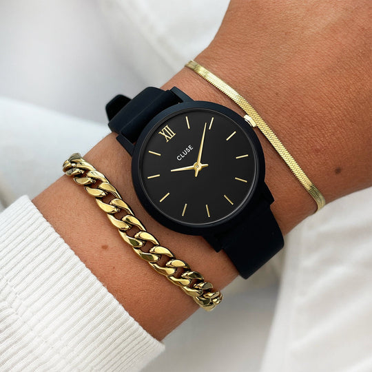CLUSE Minuit Nylon Black, Gold Colour CW11602 - Watch on wrist