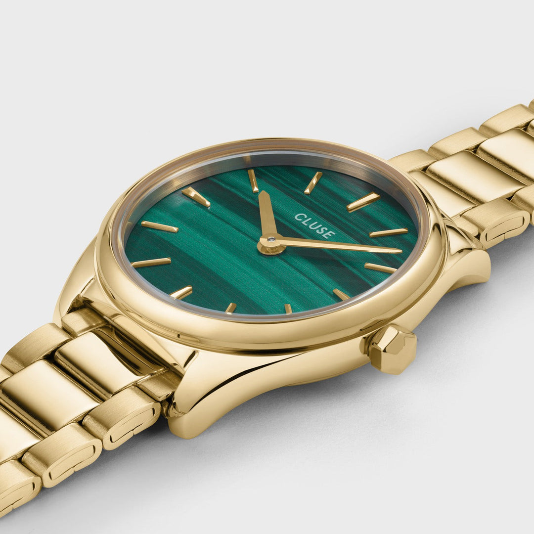 CLUSE Féroce Mini Steel Green/Gold CW11702 - Watch case detail.