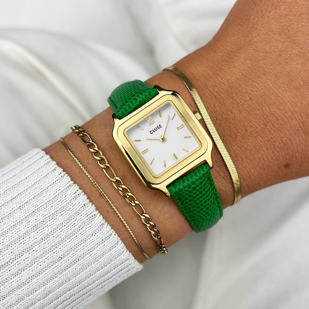 CLUSE Gracieuse Petite Steel Gold/Emerald Green CW11803 - Watch on wrist